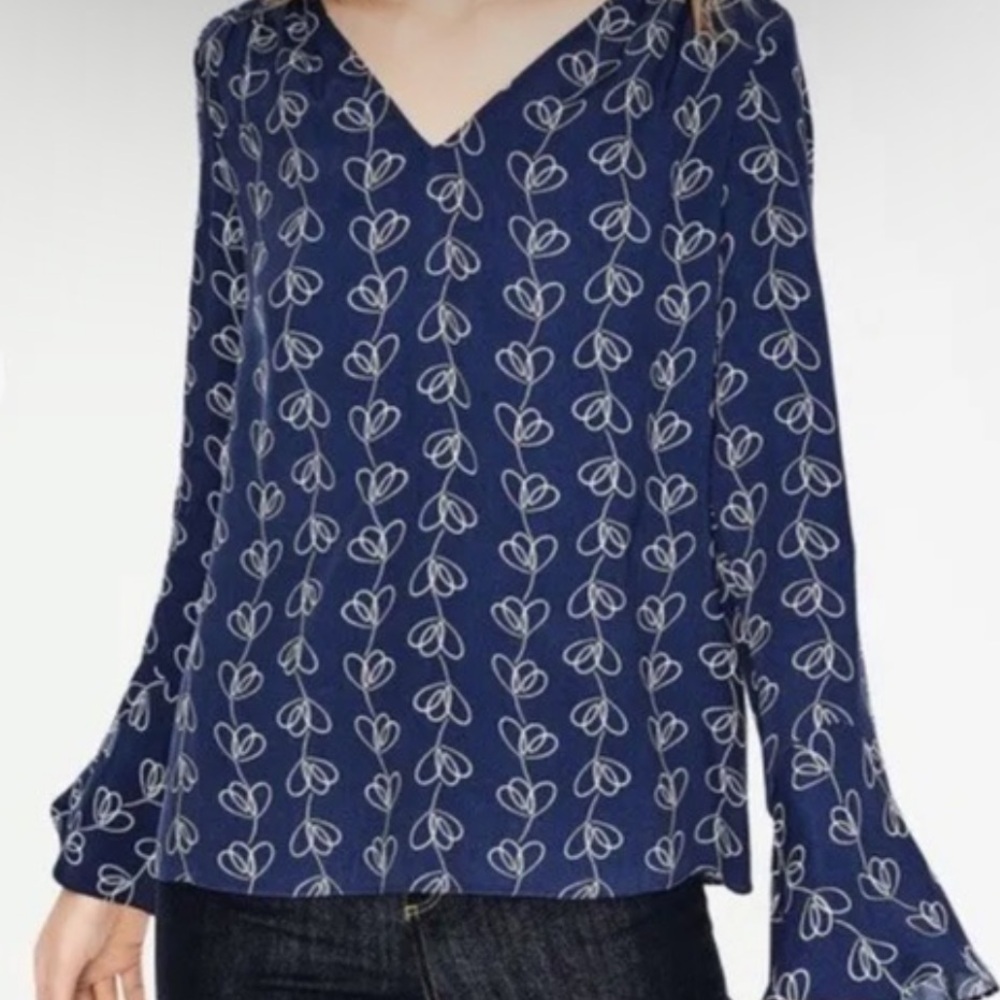 Boden Navy Blue Floral blouse Sz 14
